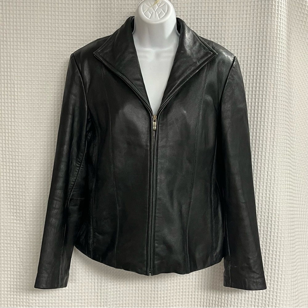M. Julian ladies black 100% leather jacket size medium